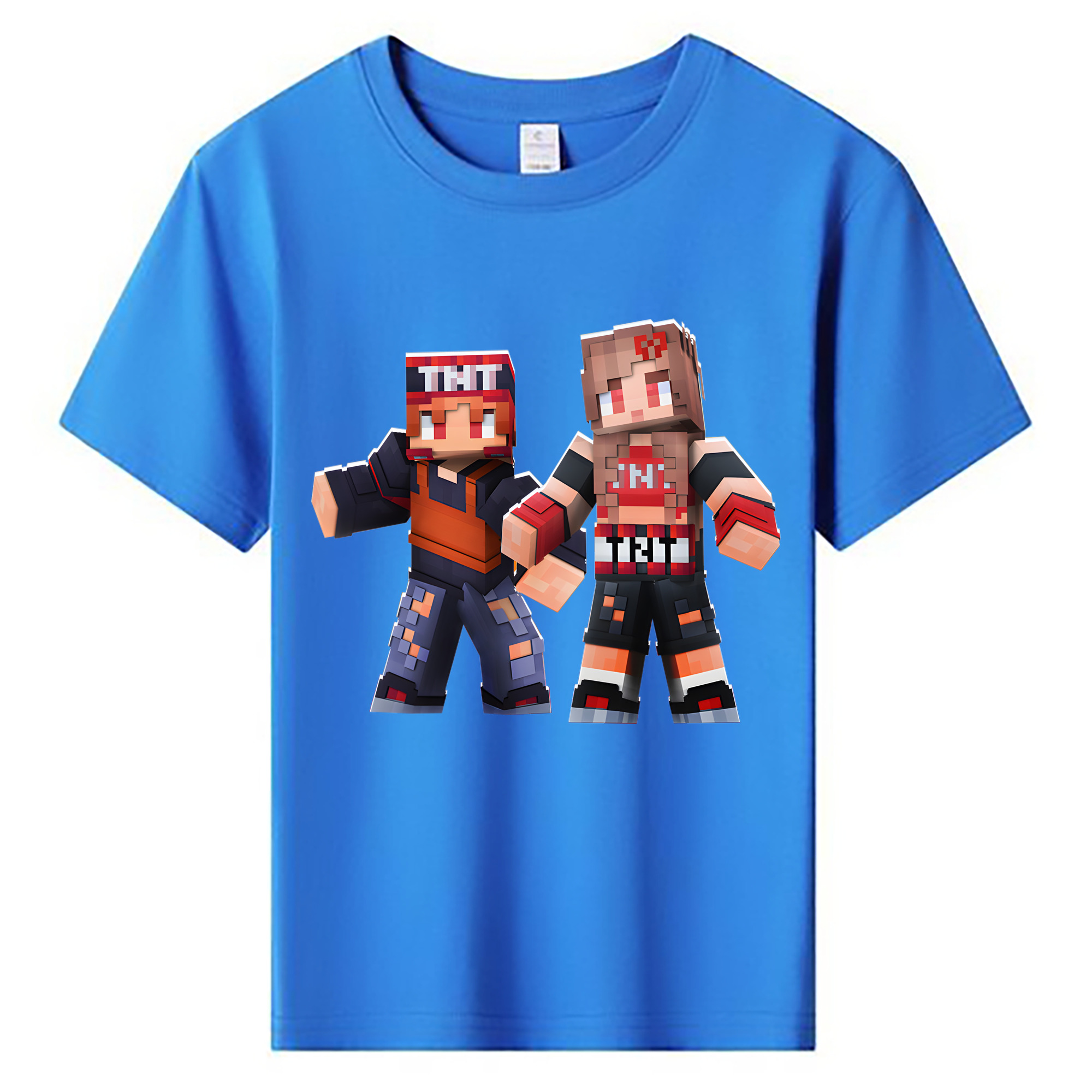 （画像用） マインクラフト ブロックの世界 Minecraft MC Block world 綿100％キッズTシャツ（フロントプリント）